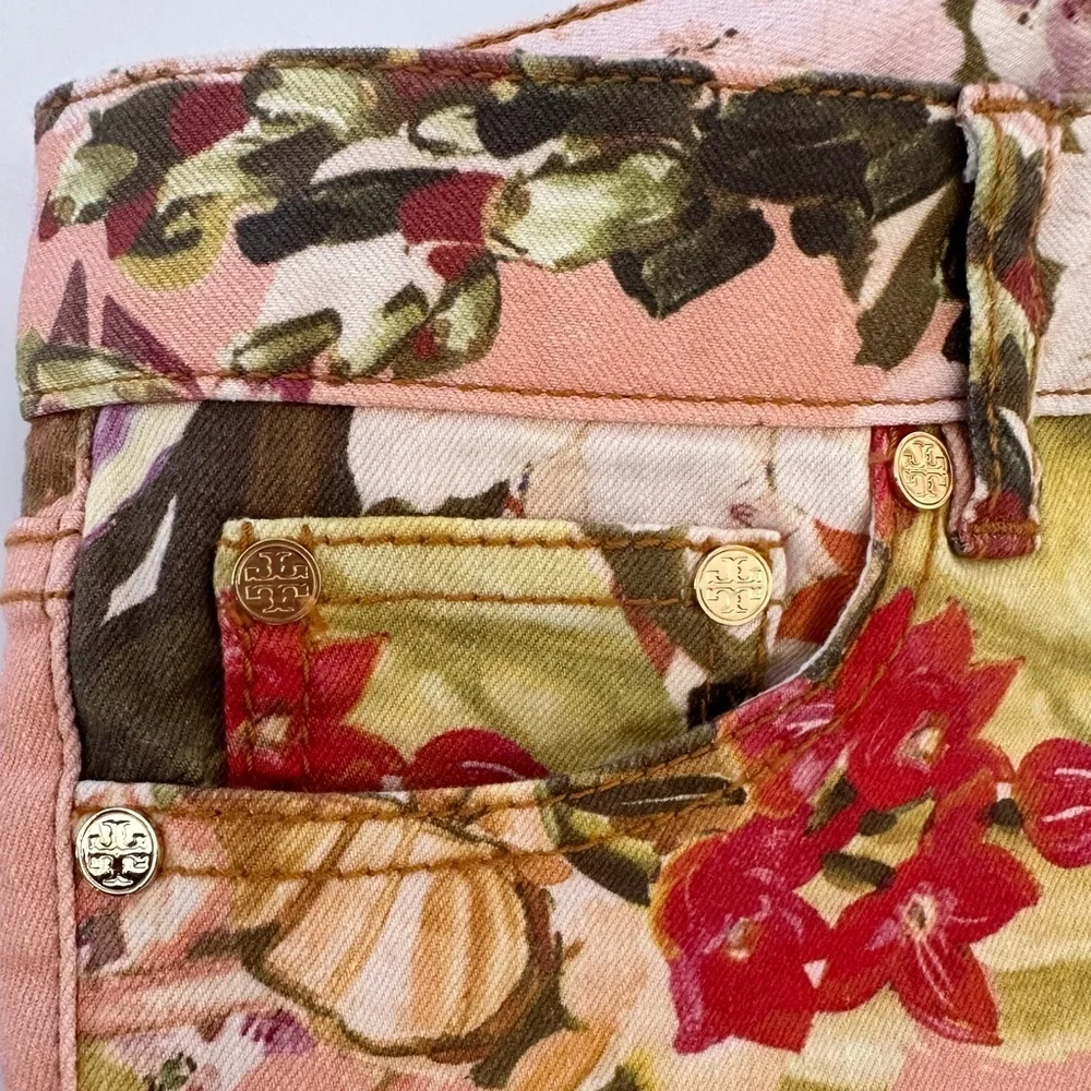 Tory Burch Multicolored Floral Ankle Skinny Jeans